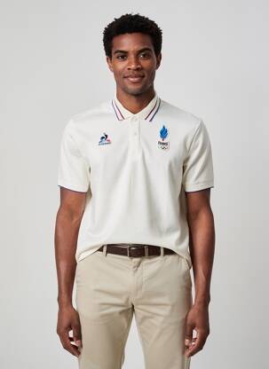 Polo croială dreaptă mâneci scurte alb LE COQ SPORTIF bărbat