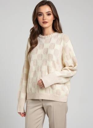 Pulover elasticitate mâneci lungi bej ROSEANNA femeie