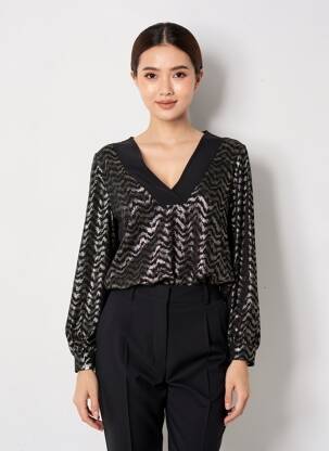 Top mâneci lungi mâneci lungi negru JOY femeie