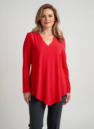 Tricou mâneci lungi mâneci lungi roșu MARBLE femeie
