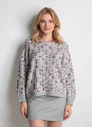 Pulover croială dreaptă mâneci lungi gri CARE OF YOU femeie