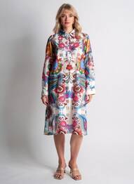 Rochie midi imprimeu floral mâneci lungi roz BUBBLEE femeie