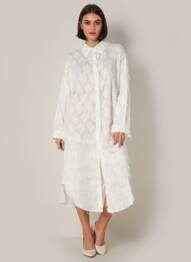 Rochie midi croială fluidă mâneci lungi alb BUBBLEE femeie