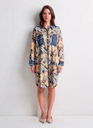 Rochie midi mâneci lungi mâneci lungi albastru BUBBLEE femeie