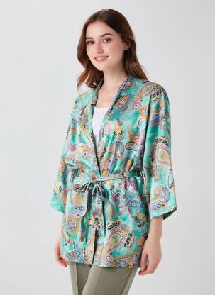 Jachete kimono mâneci lungi verde ROSA FASHION femeie