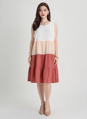 Rochie midi fără mâneci fără mâneci roșu ROSA FASHION femeie