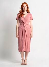 Rochie midi mâneci scurte mâneci scurte roz ROSA FASHION femeie
