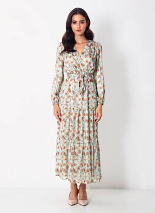 Rochie lungă mâneci lungi mâneci lungi verde R & F femeie