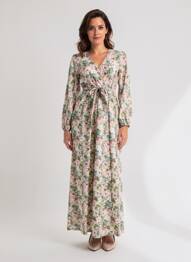 Rochie lungă mâneci lungi mâneci lungi verde ROSA FASHION femeie