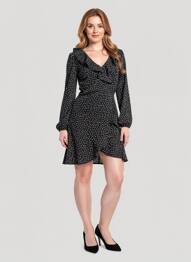Rochie scurtă țesătură crep mâneci lungi negru ROSA FASHION femeie