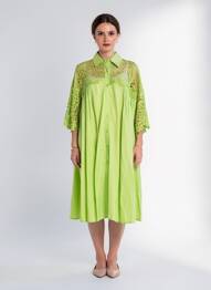 Rochie midi mâneci scurte mâneci scurte verde BUBBLEE femeie