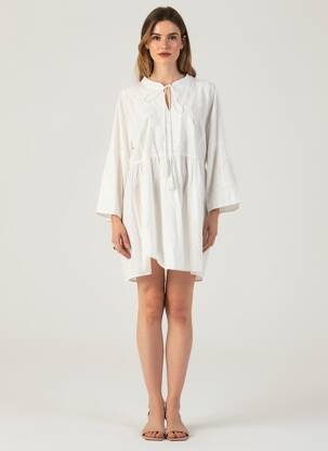 Rochie scurtă mâneci 3/4 mâneci 3/4 alb BUBBLEE femeie