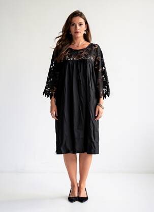 Rochie midi mâneci 3/4 mâneci 3/4 negru BUBBLEE femeie