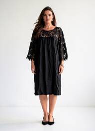 Rochie midi mâneci 3/4 mâneci 3/4 negru BUBBLEE femeie