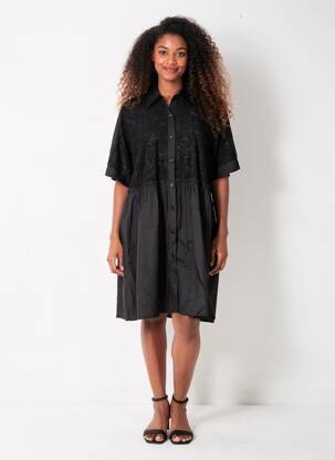 Rochie midi mâneci 3/4 mâneci 3/4 negru BUBBLEE femeie