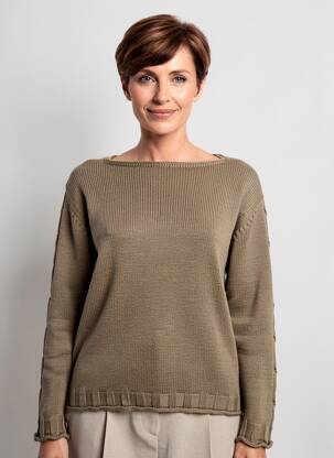 Pulover croială cambrată mâneci lungi maro OMC femeie