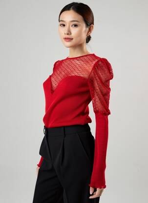 Tricou mâneci lungi mâneci lungi roșu LISANZA femeie