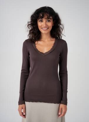 Tricou mâneci lungi mâneci lungi maro FRALY femeie
