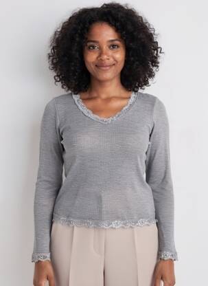 Tricou mâneci lungi mâneci lungi gri FRALY femeie