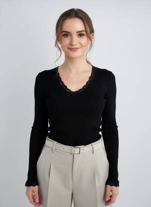 Tricou mâneci lungi mâneci lungi negru FRALY femeie