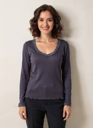 Tricou mâneci lungi mâneci lungi albastru deschis FRALY femeie