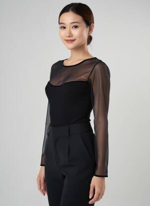 Tricou mâneci lungi mâneci lungi negru FRALY femeie