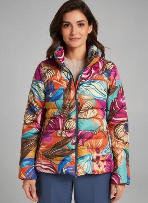 Geacă matlasată mâneci lungi fără glugă portocalie TINTA STYLE femeie