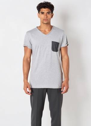Tricou țesătură melanj mâneci scurte gri ELEVEN PARIS bărbat