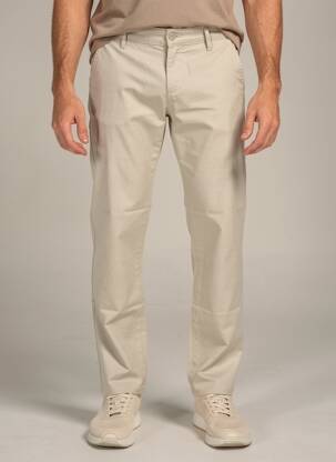Pantalon chino țesătură poplin mărime normală bej LE TEMPS DES CERISES bărbat