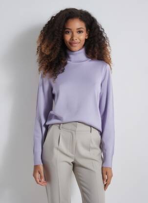 Pulover cu guler înalt elasticitate mâneci lungi violet B.YOUNG femeie