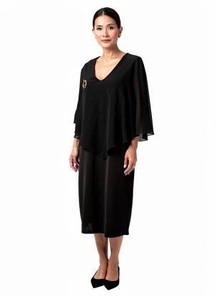 Rochie midi mâneci scurte mâneci scurte negru UNICA PLUS femeie