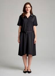 Rochie midi mâneci scurte mâneci scurte negru HBT femeie