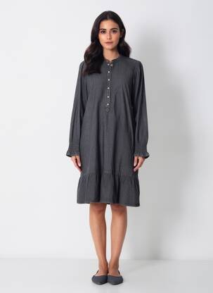 Rochie midi mâneci lungi mâneci lungi gri MUSTANG femeie