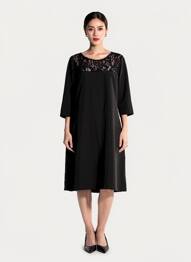 Rochie midi mâneci 3/4 mâneci 3/4 negru LILI & CAROLINE femeie