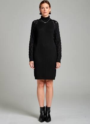 Rochie pulover croială dreaptă mâneci lungi negru MERI & ESCA femeie