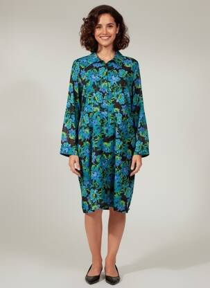 Rochie midi imprimeu floral mâneci lungi albastru LA FIANCÉE femeie
