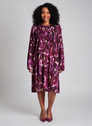 Rochie midi imprimeu fantezie mâneci lungi violet STREET ONE femeie