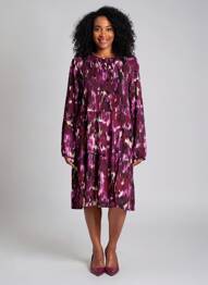 Rochie midi imprimeu fantezie mâneci lungi violet STREET ONE femeie