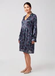 Rochie midi imprimeu fantezie mâneci lungi albastru LA FIANCÉE femeie