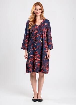 Rochie midi mâneci 3/4 mâneci 3/4 albastru LA FIANCÉE femeie