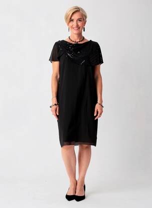 Rochie midi fără mâneci fără mâneci negru CHRISTINE LAURE femeie