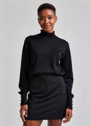 Pulover croială dreaptă mâneci lungi negru C'EST BEAU LA VIE femeie