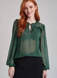 Bluză imprimeu fantezie mâneci lungi verde B.YOUNG femeie