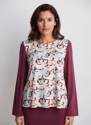Top imprimeu fantezie mâneci lungi albastru LA FIANCÉE femeie