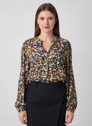Bluză imprimeu floral mâneci lungi negru B.YOUNG femeie