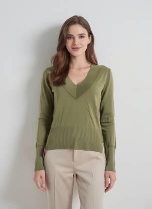 Pulover guler în v mâneci lungi verde LEVI'S femeie