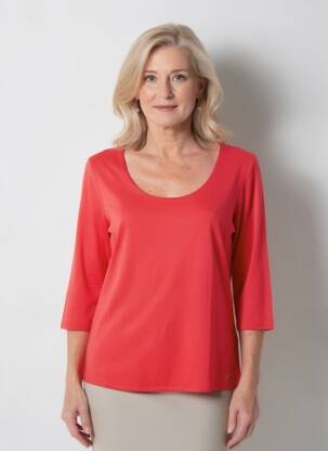Tricou mâneci 3/4 mâneci 3/4 roșu MARBLE femeie