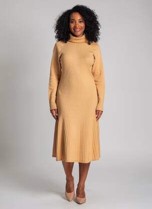 Rochie lungă mâneci lungi mâneci lungi bej MARC CAIN femeie