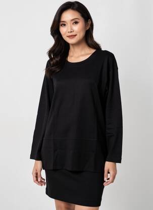 Pulover tunică elasticitate mâneci lungi negru KATMAI femeie