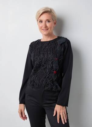 Top mâneci lungi mâneci lungi negru KATMAI femeie
